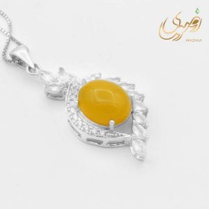 گردنبند نقره زنانه شرف الشمس طرح سوسن + حکاکی 1402 - جواهری رضوی