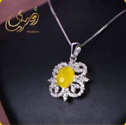 گردنبند نقره شرف الشمس زنانه طرح یاسمین + حکاکی حرز شرف - جواهری رضوی