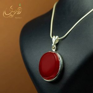 پلاک عقیق سرخ خراسانی مردانه و زنانه اصل با زنجیر - جواهری رضوی