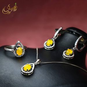 نیم ست نقره زنانه شرف الشمس اصل طرح اشک - جواهری رضوی