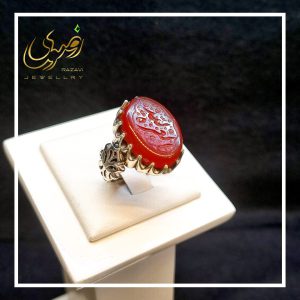انگشتر نقره مردانه عقیق سرخ العزه الله - جواهری رضوی