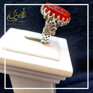 انگشتر نقره 925 مردانه عقیق اصلی العزه الله - جواهری رضوی