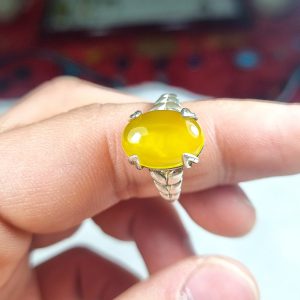 انگشتر نقره شرف شمس زنانه عقیق زرد طرح نازگل - جواهری رضوی