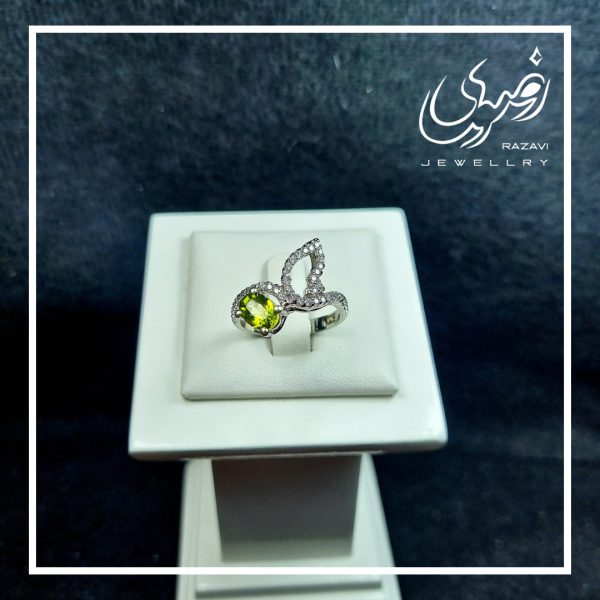 انگشتر نقره زنانه زبرجد پروانه اصل - جواهری رضوی