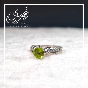 انگشتر نقره زنانه زبرجد طرح الماس - جواهری رضوی