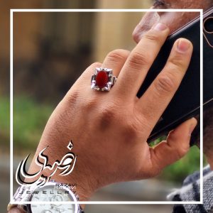 انگشتر نقره دست ساز مردانه عقیق یمنی طبیعی - جواهری رضوی