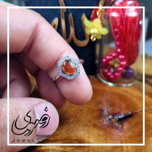 انگشتر نقره عقیق زنانه یمنی طبیعی طرح نسیم - جواهری رضوی