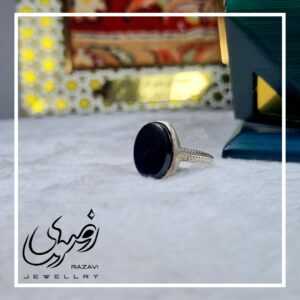 انگشتر نقره زنانه عقیق مشکی اصل طرح اسپرت - جواهری رضوی