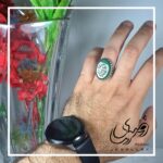 انگشتر مردانه عقیق سبز اصلی طرح نیزه یا قمر بنی هاشم - جواهری رضوی